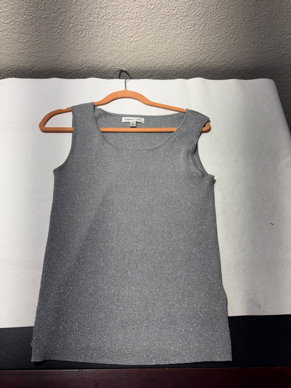 Coldwater Creek Shimmery Silver Knit Tank